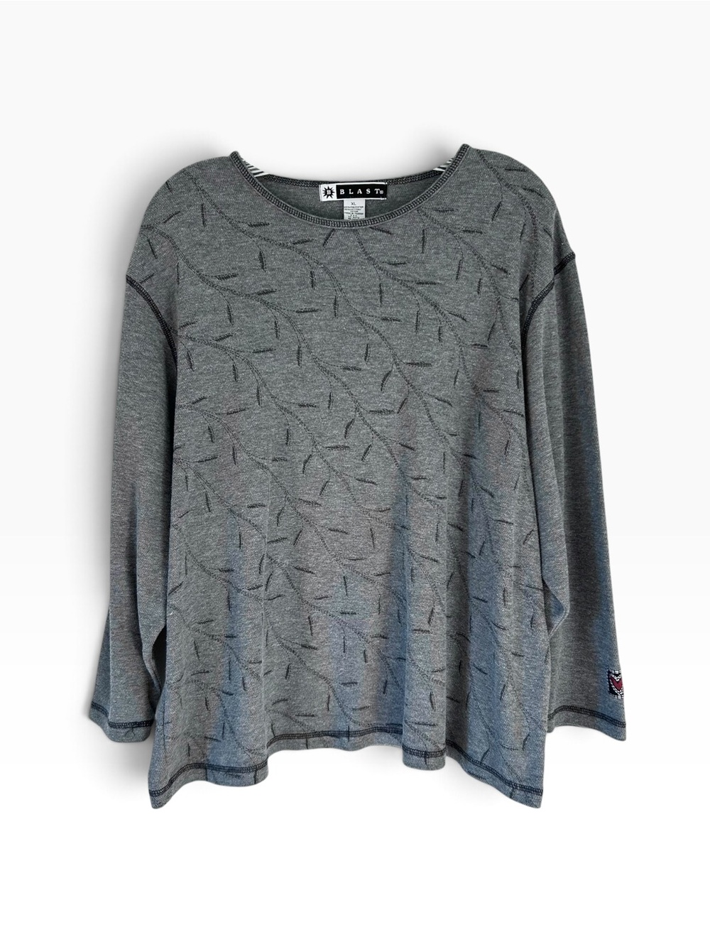 Y2K Grunge Henley Gray Crewneck Tee with Contrast Stitching